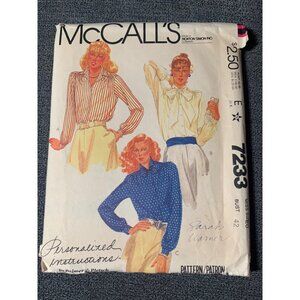 Vintage McCalls 7233 Misses Blouse Sewing Pattern Size 20 1950s
